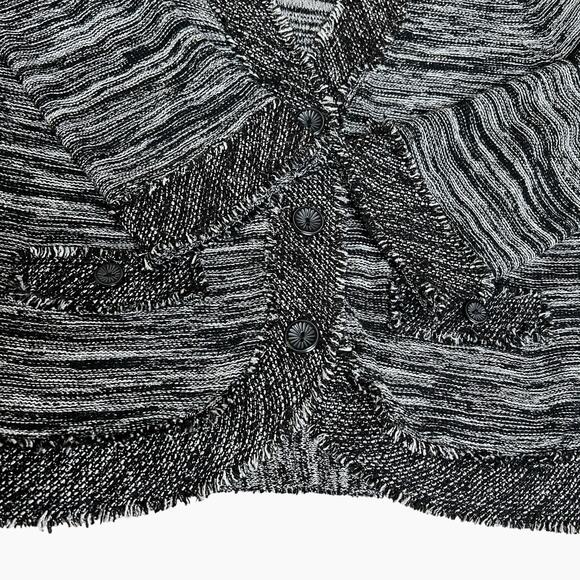 Conrad C Collection Cardigan Medium Silver Metallic Gray Black Fringe Classic - Picture 9 of 11